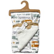 Wholesale - 30x40" Transportation Printed Mink wNatural Sherpa Backing Throw C/P 48, UPC: 634894071596